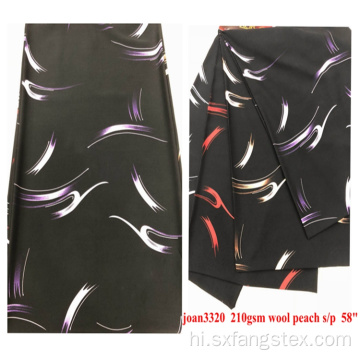210GSM ऊन आड़ू स्पैन्डेक्स पॉलिएस्टर मुद्रित Abaya कपड़ा
